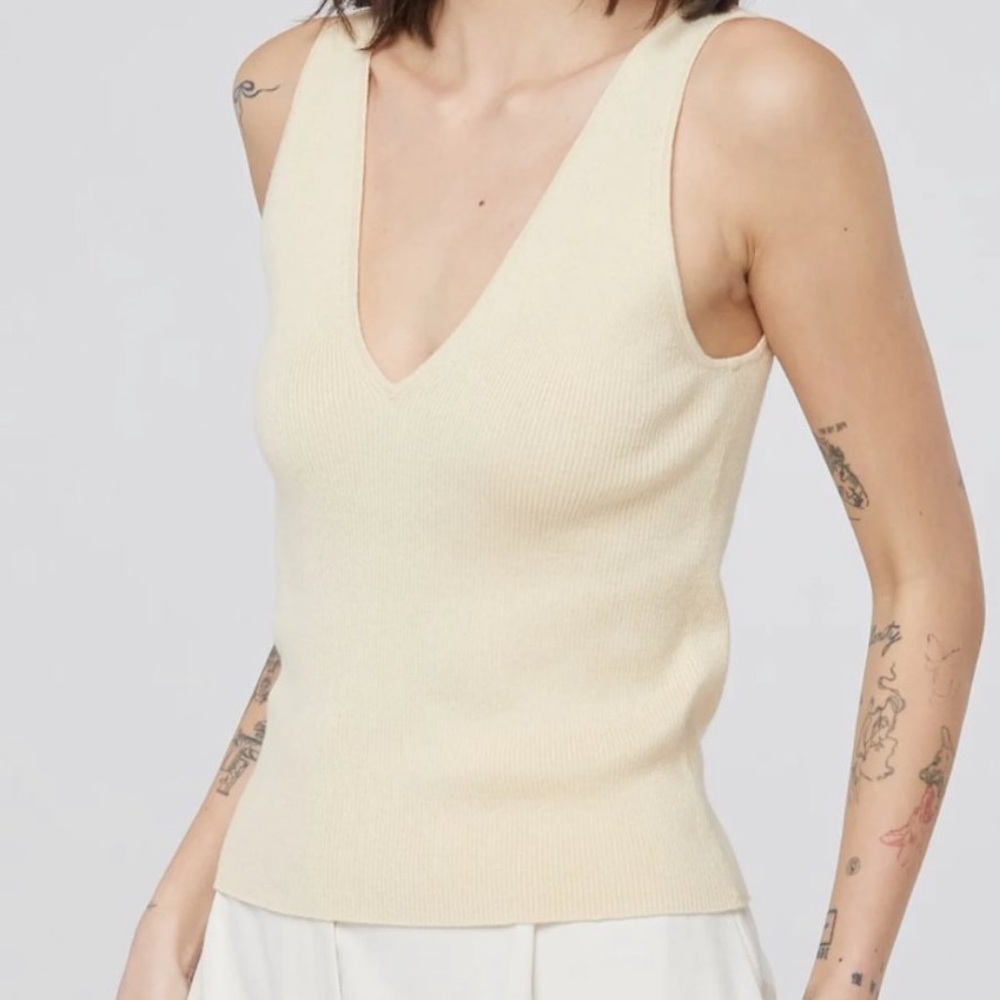 Naked Cashmere Ribbed V Neck Knit Tank Top
